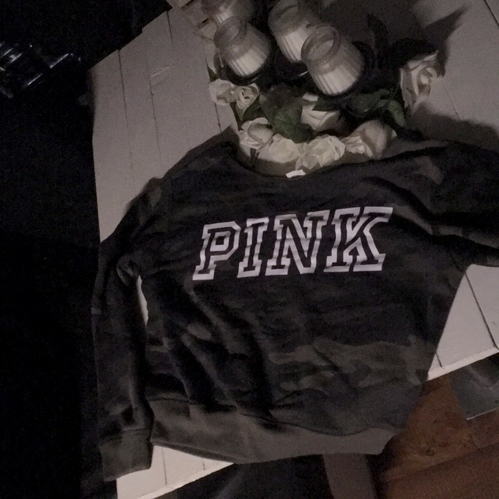 Victoria’s Secret Off the Shoulder Camo Sweatshirt